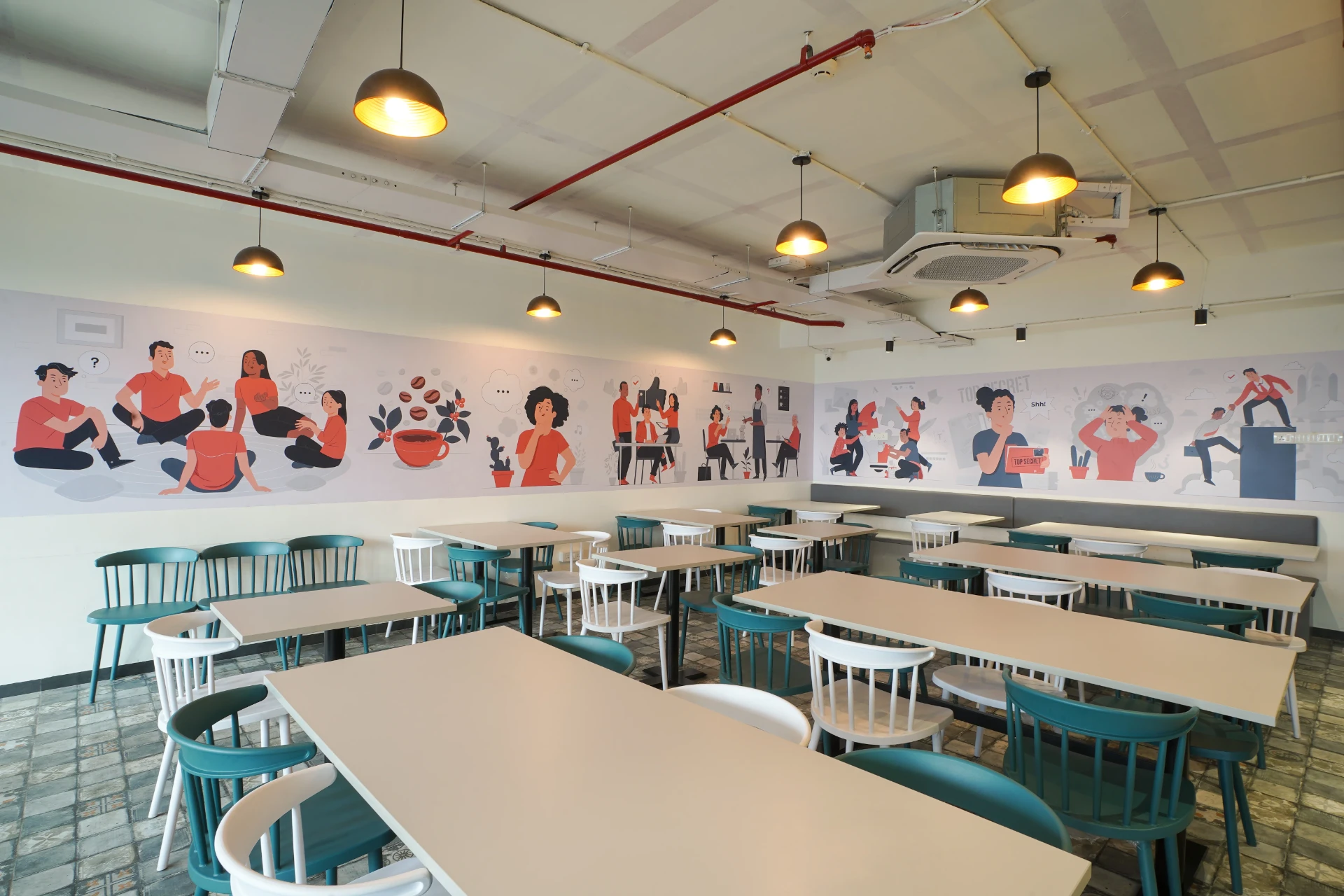 Mural Wall Dining Area at YesssWorks Andheri