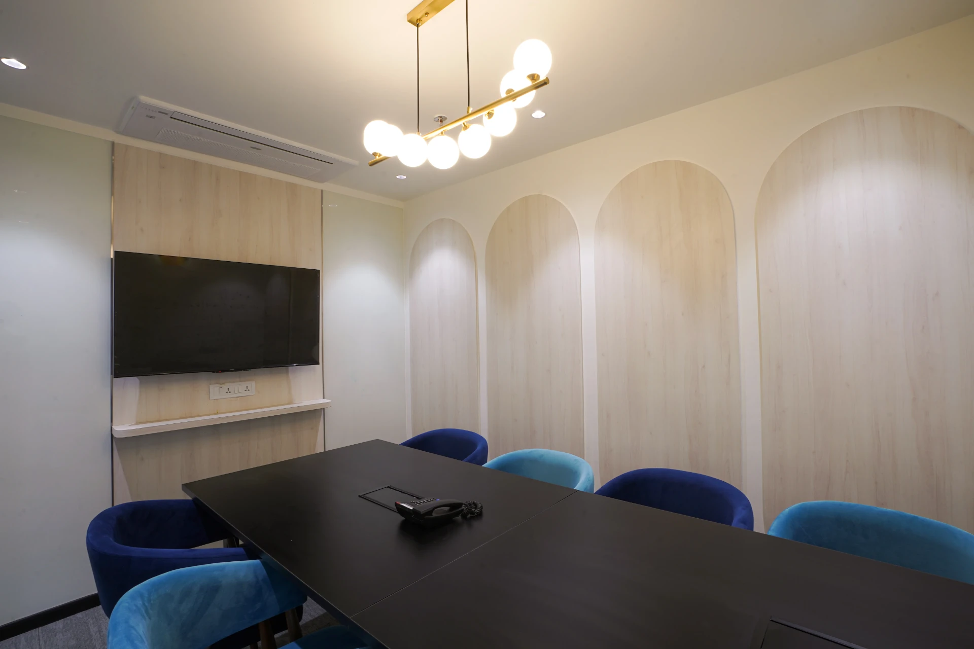 Eight Seat Blue Chair Boardroom at YesssWorks Andheri
