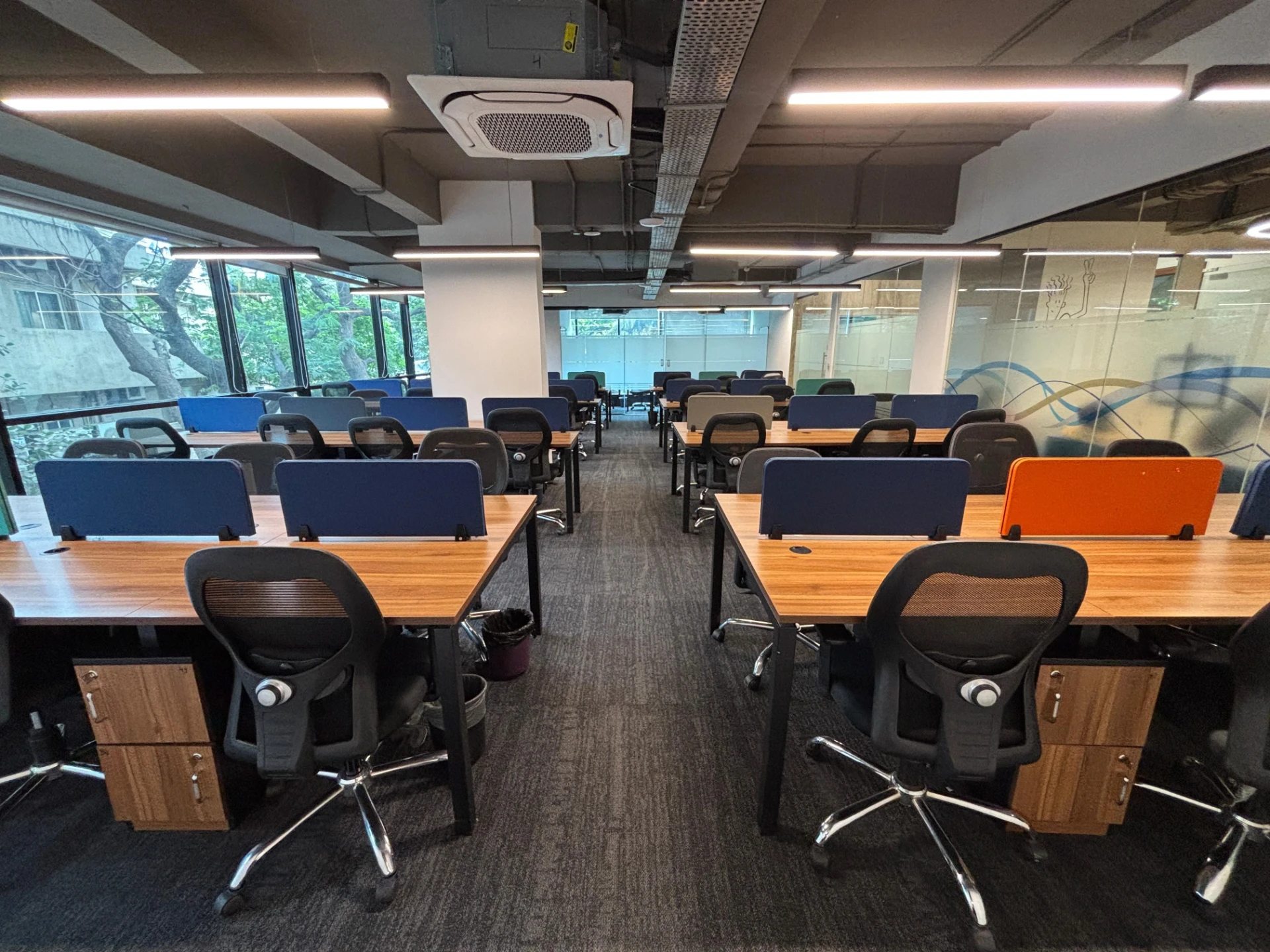 Central Aisle Between Desk Banks at YesssWorks Goregaon