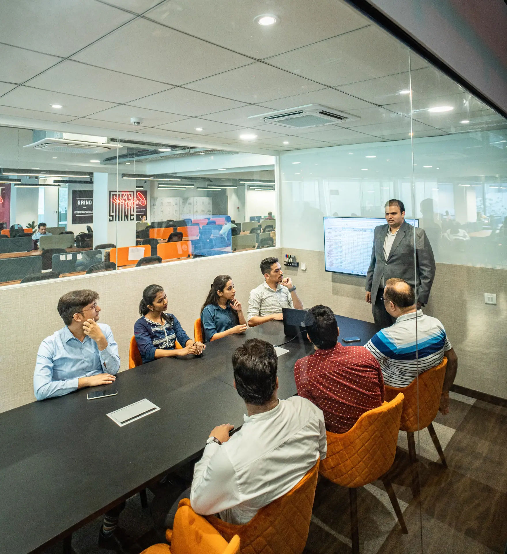Client Review Inside the Glass Boardroom at YesssWorks Goregaon