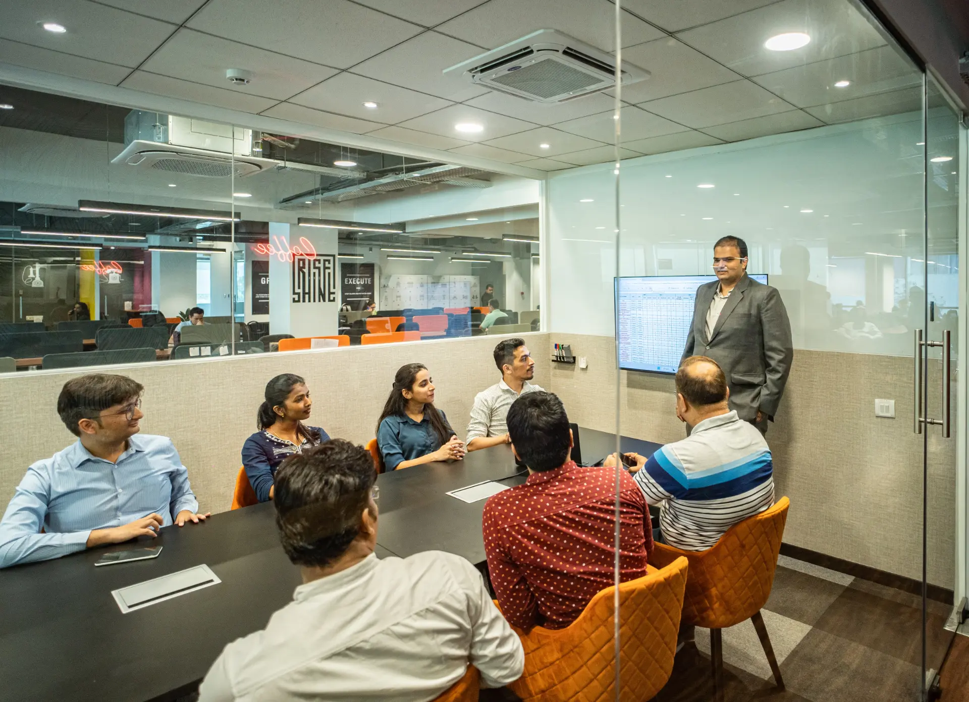 Boardroom Seen Through the Glass Wall at YesssWorks Goregaon