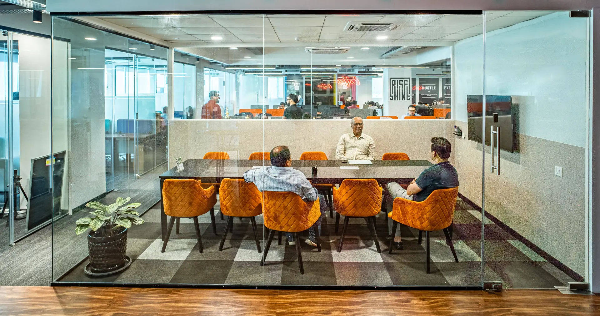 Boardroom Seen Through the Glass Wall at YesssWorks Mumbai & Navi Mumbai