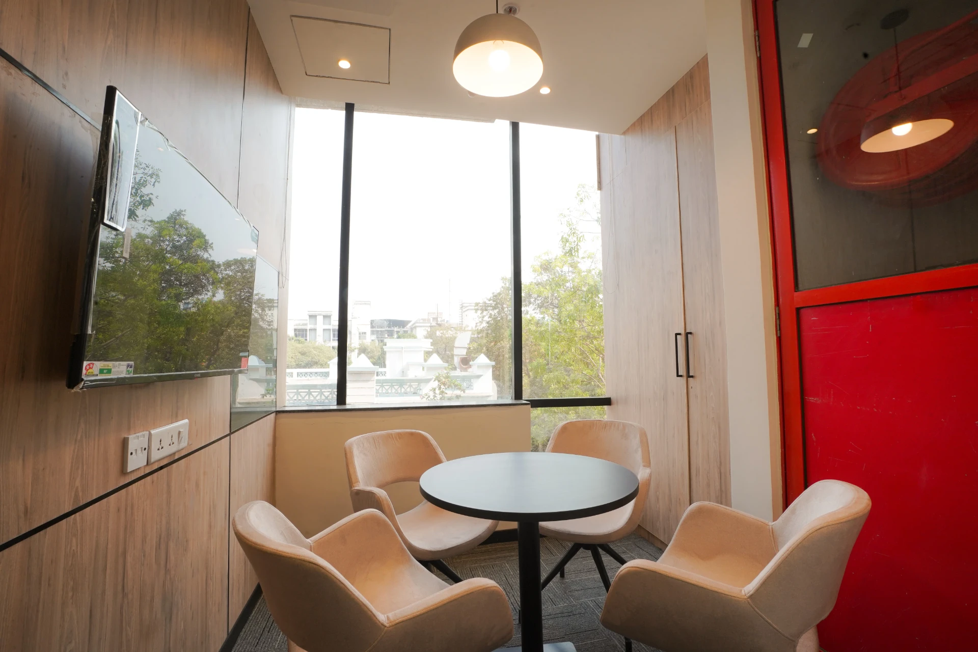 Open Desks near the Phone Booth at YesssWorks Mumbai and Navi Mumbai
